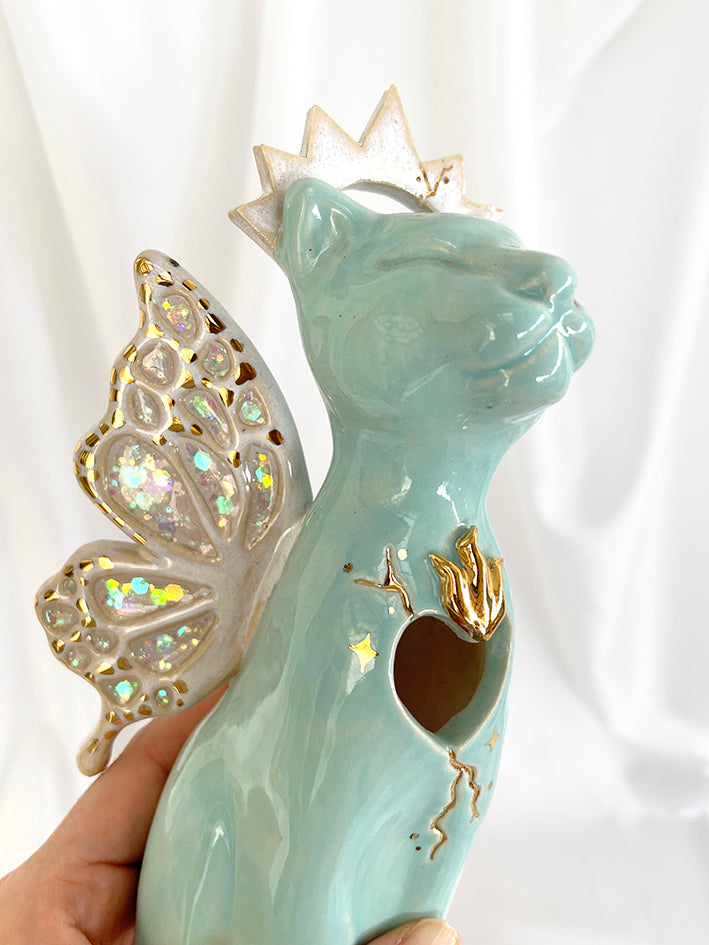 Enchanted Fairy Jaguar Censer Teal